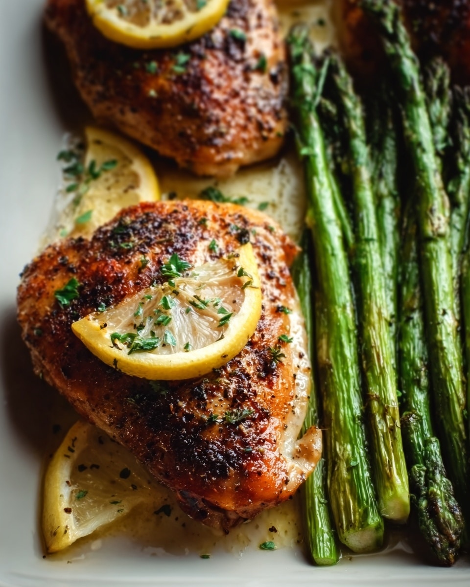 A large white baking dish filled with four whole seasoned and baked salmon fillets arranged neatly side by side, each topped with a thin lemon slice and sprinkled with fresh herbs. Surrounding the salmon are vibrant green asparagus spears, evenly spaced to create a balanced and appetizing presentation. The entire dish is photographed from a 3/4 angle on a white marble countertop, bathed in natural light to highlight the golden crust on the salmon and the fresh green vegetables, styled as a professional food magazine hero shot. Photo taken with an iphone --ar 4:5 --v 7
