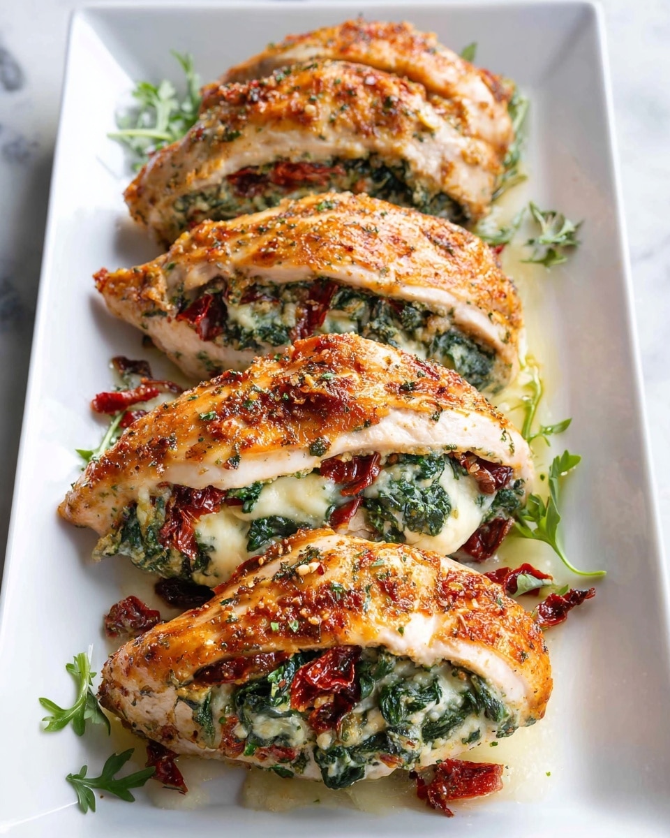 Stuffed Chicken Breasts with Spinach, Sun-Dried Tomatoes, and Melty Cheese Recipe