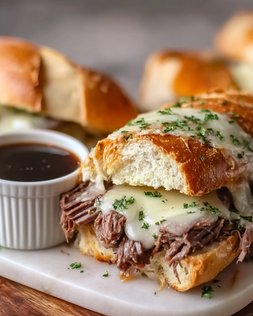 Slow Cooker French Dip Sandwiches with Melted Provolone Recipe