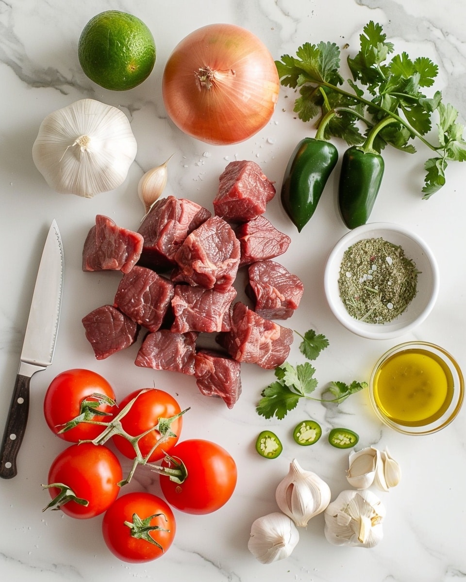 Single white oval plate featuring a plated serving of rich beef stew with tender chunks of beef and large pieces of golden potato immersed in a thick, aromatic tomato-based sauce, garnished with finely chopped fresh parsley sprinkled on top, accompanied by a neat mound of fluffy white rice beside the stew, shot from a close-up angle revealing the hearty texture and depth of the stew, placed on a white marble surface with natural lighting, styled as a ready-to-eat portion from a food blog, photo taken with an iphone --ar 4:5 --v 7