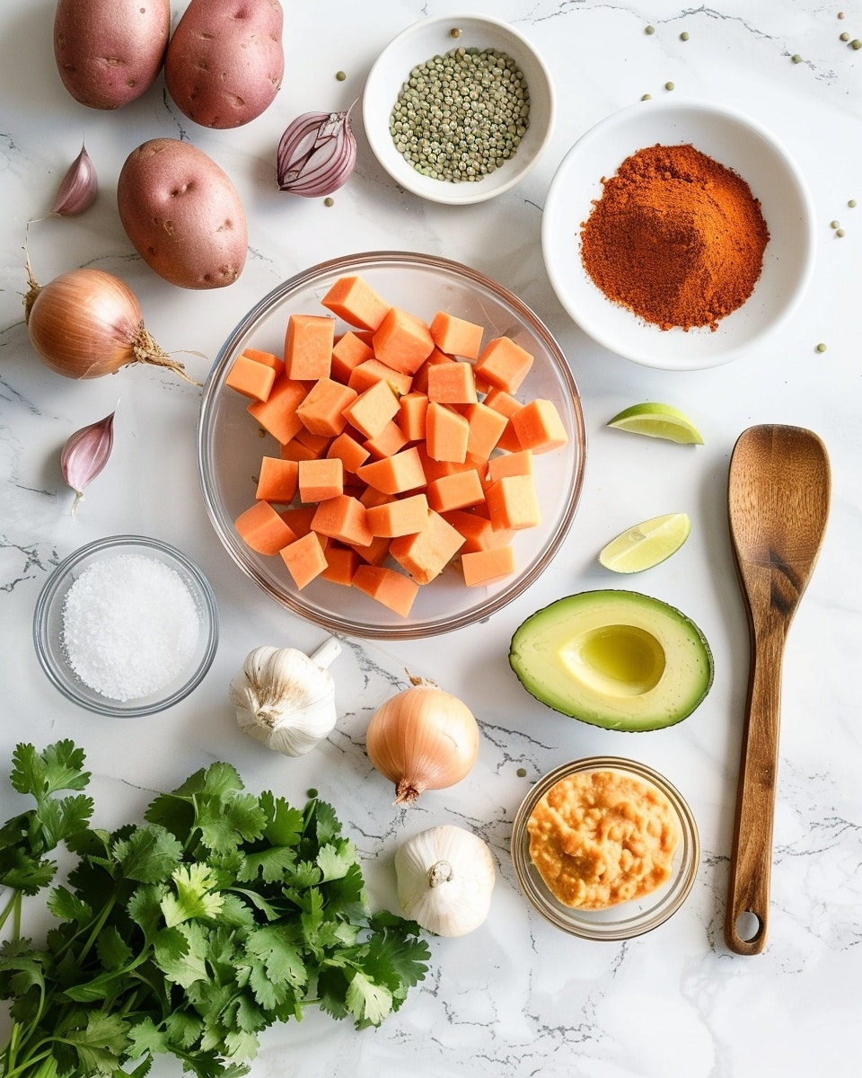 Single white plate with one golden-brown, pan-fried sweet potato and chickpea patty topped with a dollop of creamy green cilantro sauce, close-up shot revealing the coarse and moist interior texture of the patty, scattered fresh cilantro leaves enhancing the vibrant colors, natural light illuminating the crispy edges, placed on white marble surface, intimate plated serving photo taken with an iphone --ar 4:5 --v 7