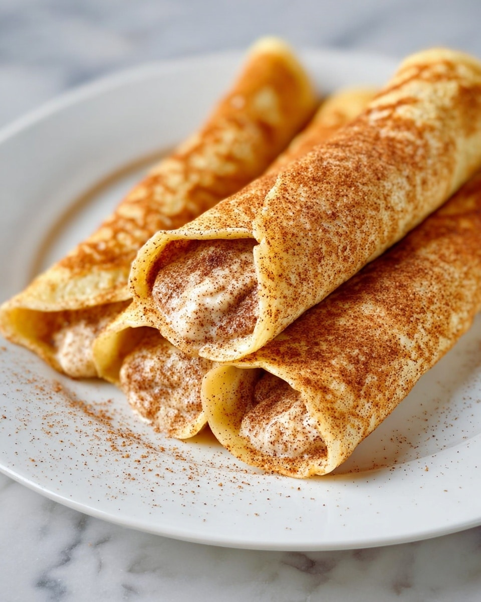 Large white plate filled with an abundant stack of Mexican cinnamon sugar rolled crepes, perfectly golden with a dusting of cinnamon and sugar evenly coating each crepe, arranged to showcase their tubular shape and soft texture, presented as a whole batch on a pristine white marble countertop, natural lighting emphasizing the warm tones and fine sugar crystals, professional food magazine style hero shot taken with an iphone --ar 4:5 --v 7