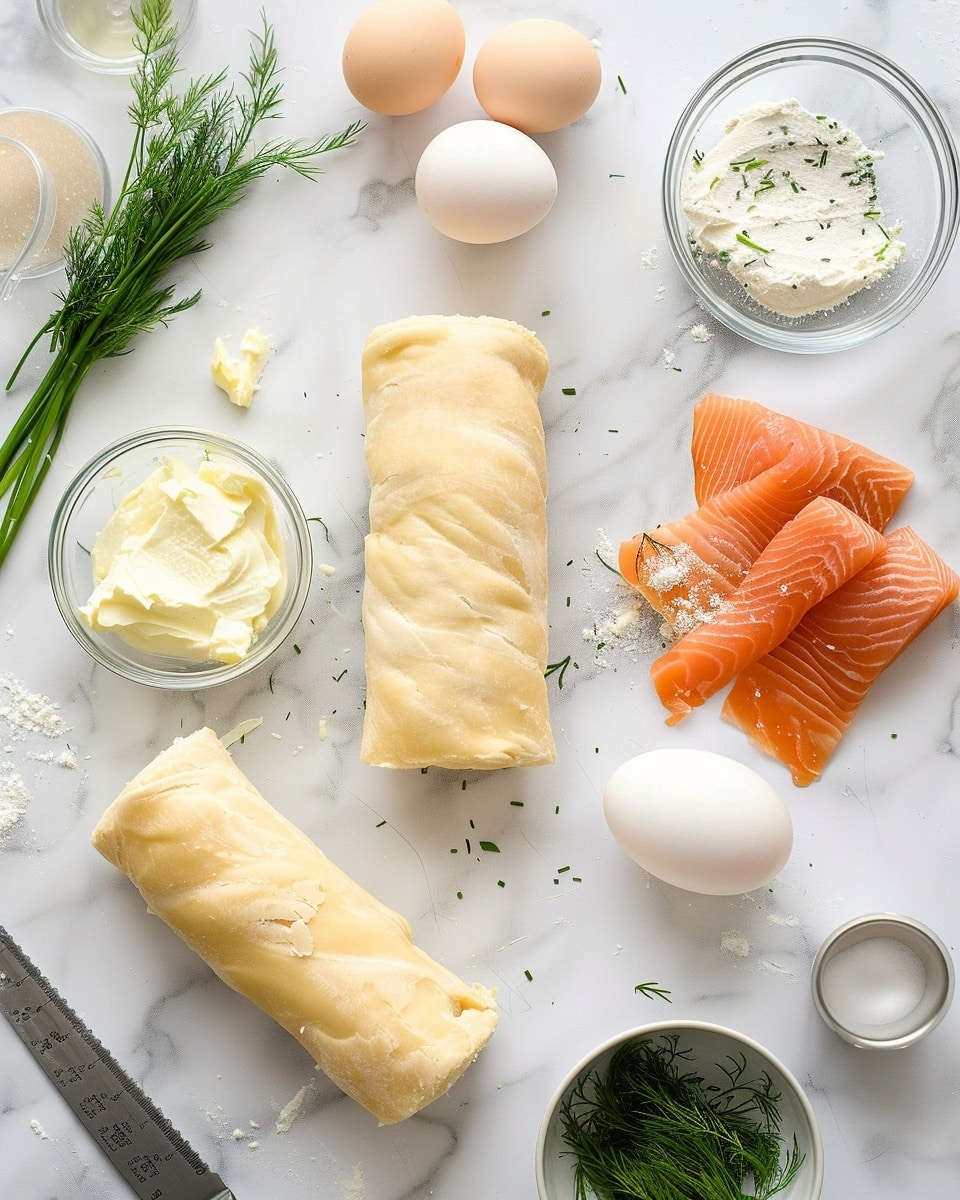 Single white plate holding one golden puff pastry pinwheel densely layered with swirls of creamy cheese and specks of green herbs, close-up angled view emphasizing the flaky texture and interior spiral layers, garnished with fresh chopped parsley, accompanied by a small dollop of herb-infused sour cream on the side, presented on a white marble surface with natural light, intimate styled food blog serving photo taken with an iphone --ar 4:5 --v 7