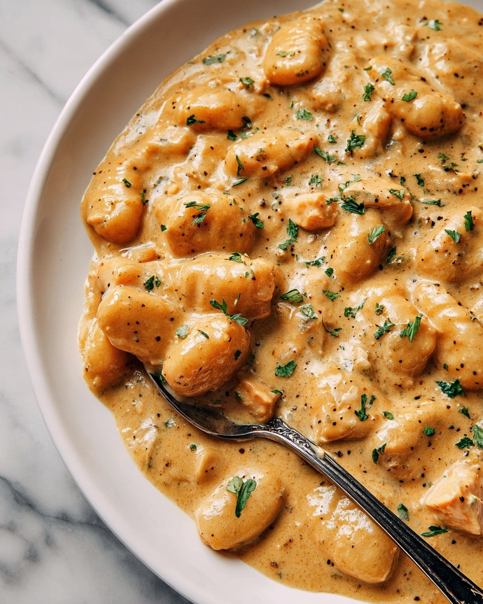 Large white serving bowl brimming with creamy, rich gnocchi coated evenly in a luscious orange-hued cheese sauce, sprinkled with freshly cracked black pepper and garnished with chopped fresh parsley, photographed from a 3/4 angle showcasing the entire bowl on a white marble countertop, natural light highlighting the glossy texture of the sauce, professional food styling photo taken with an iphone --ar 4:5 --v 7