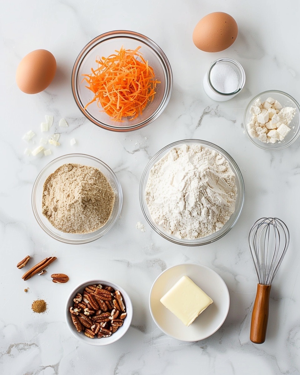 Single white plate holding one square slice of moist carrot cake with visible interior texture of grated carrots and nuts, topped with a thick swirl of creamy white frosting and scattered chopped pecans, close-up angle emphasizing the soft crumb and detailed frosting piping, natural lighting on white marble background, intimate styled food blog serving photo taken with an iphone --ar 4:5 --v 7