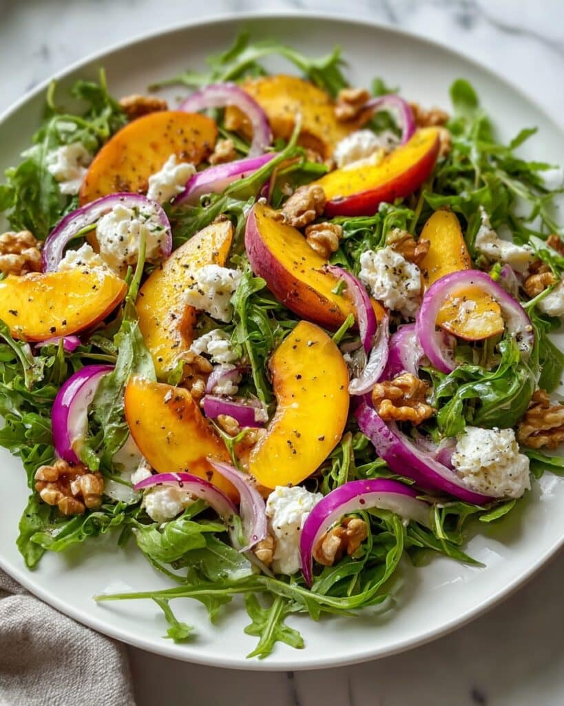 Peach Arugula Salad with Goat Cheese and Toasted Walnuts Recipe