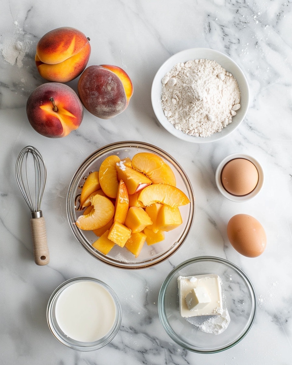Single white plate showcasing a single slice of moist peach bread loaf, angled to reveal the soft, airy crumb studded with juicy peach chunks throughout the bread's interior, the golden-brown crust gently framing the slice, placed on a white marble surface with natural lighting highlighting the texture and warm tones, styled as an inviting individual serving for a food blog, photo taken with an iphone --ar 4:5 --v 7