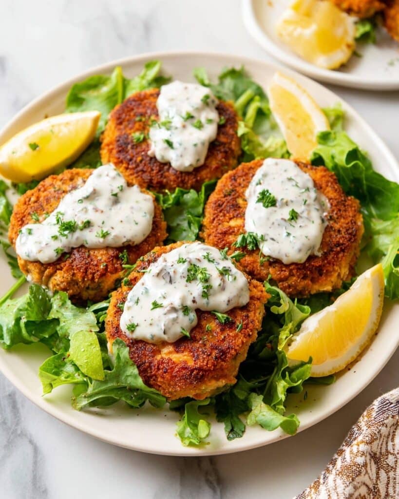 Easy Salmon Patties with Creamy Lemon-Garlic Sauce Recipe