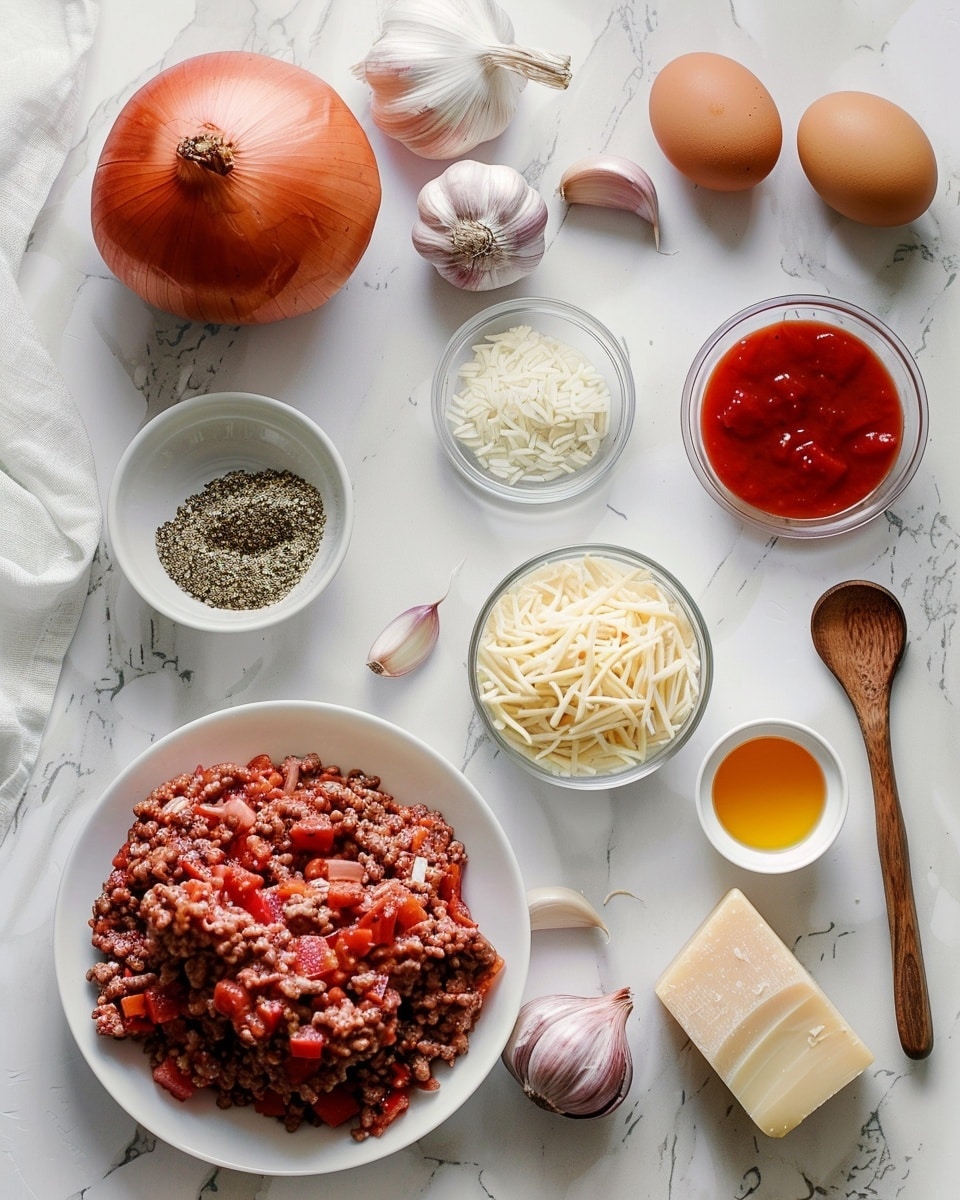 Single white plate with one generous portion of cheesy beef and rice casserole, showing a close-up, angled view that reveals the layered texture of seasoned ground beef mixed with fluffy orange-tinted rice and softened red bell pepper pieces, topped with a melted blend of golden cheddar and mozzarella cheese, sprinkled with fresh chopped parsley for garnish, set on a white marble surface with natural lighting, styled like an individual food blog serving, photo taken with an iphone --ar 4:5 --v 7