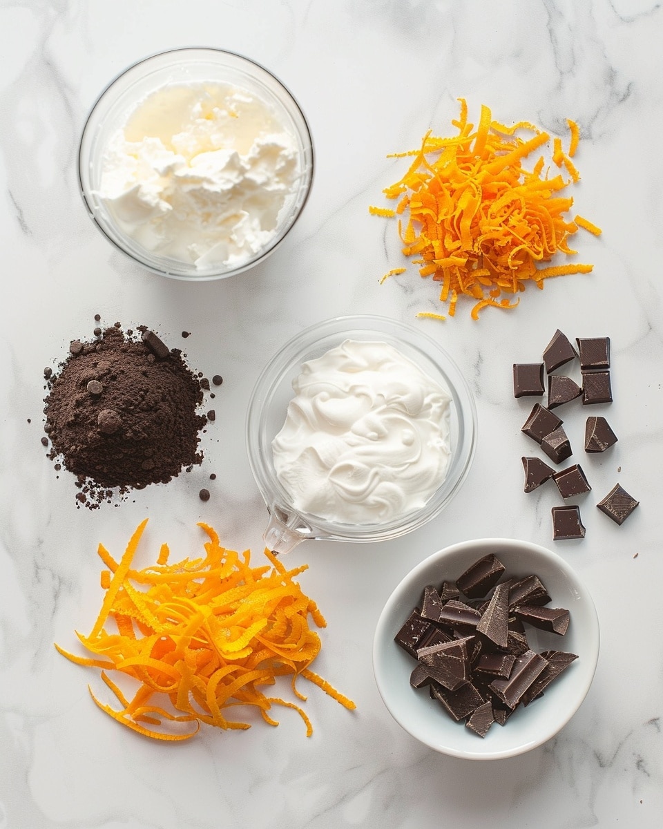 Single white plate with one chocolate truffle coated in dark chocolate sprinkles, revealing a smooth, rich chocolate interior with a hint of orange zest filling inside, garnished with a fresh orange wedge on the side, close-up angled view emphasizing the texture contrast between the sprinkles and silky interior, placed on a white marble background with natural lighting, styled as a delicate plated serving photo taken with an iphone --ar 4:5 --v 7