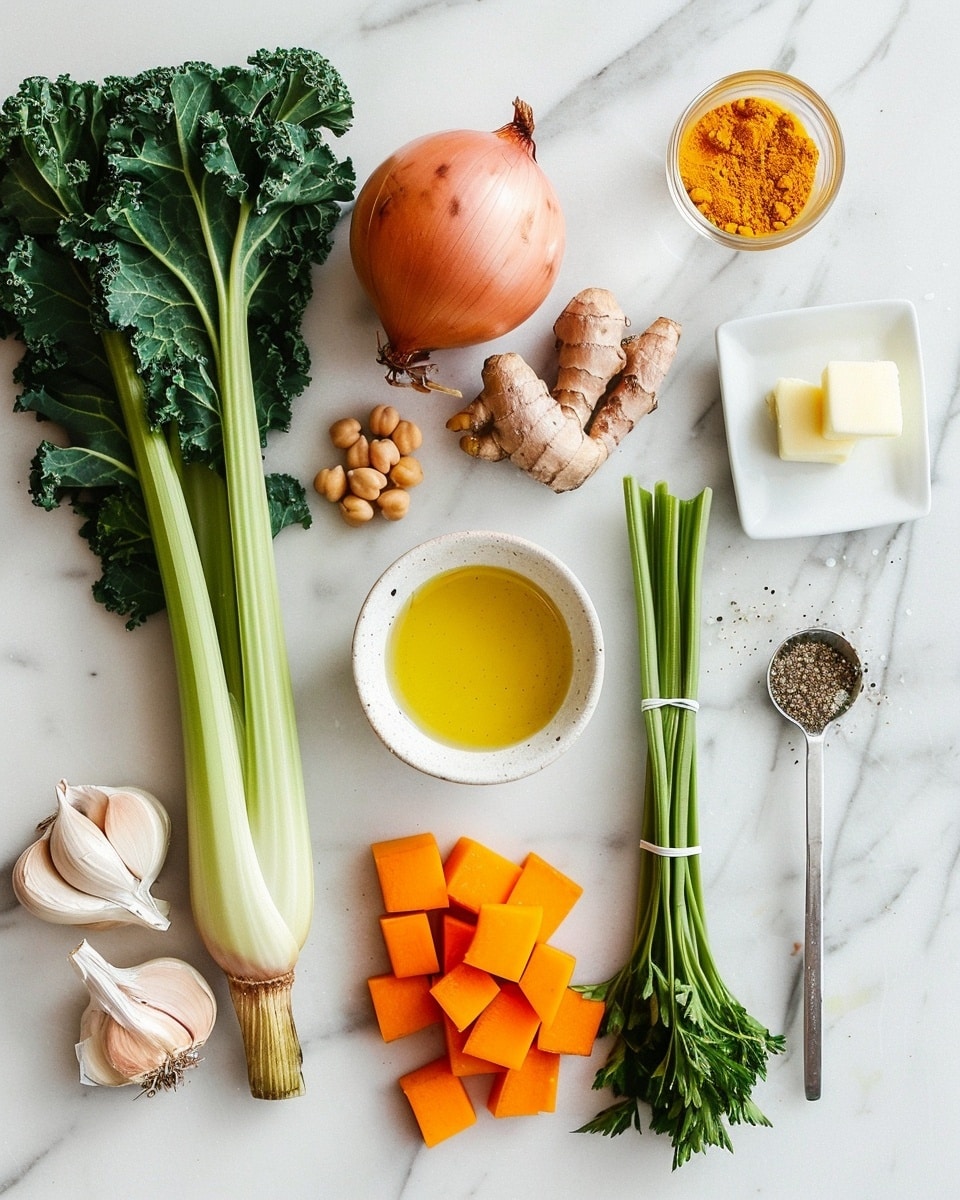 Single white bowl with a close-up serving of creamy yellow chickpea soup, showcasing tender cooked chickpeas and wilted spinach leaves immersed in the smooth, velvety broth, garnished with freshly chopped herbs on top, slight steam rising, plated on a white marble surface with natural lighting, styled like a cozy food blog shot, intimate and appetizing photo taken with an iphone --ar 4:5 --v 7