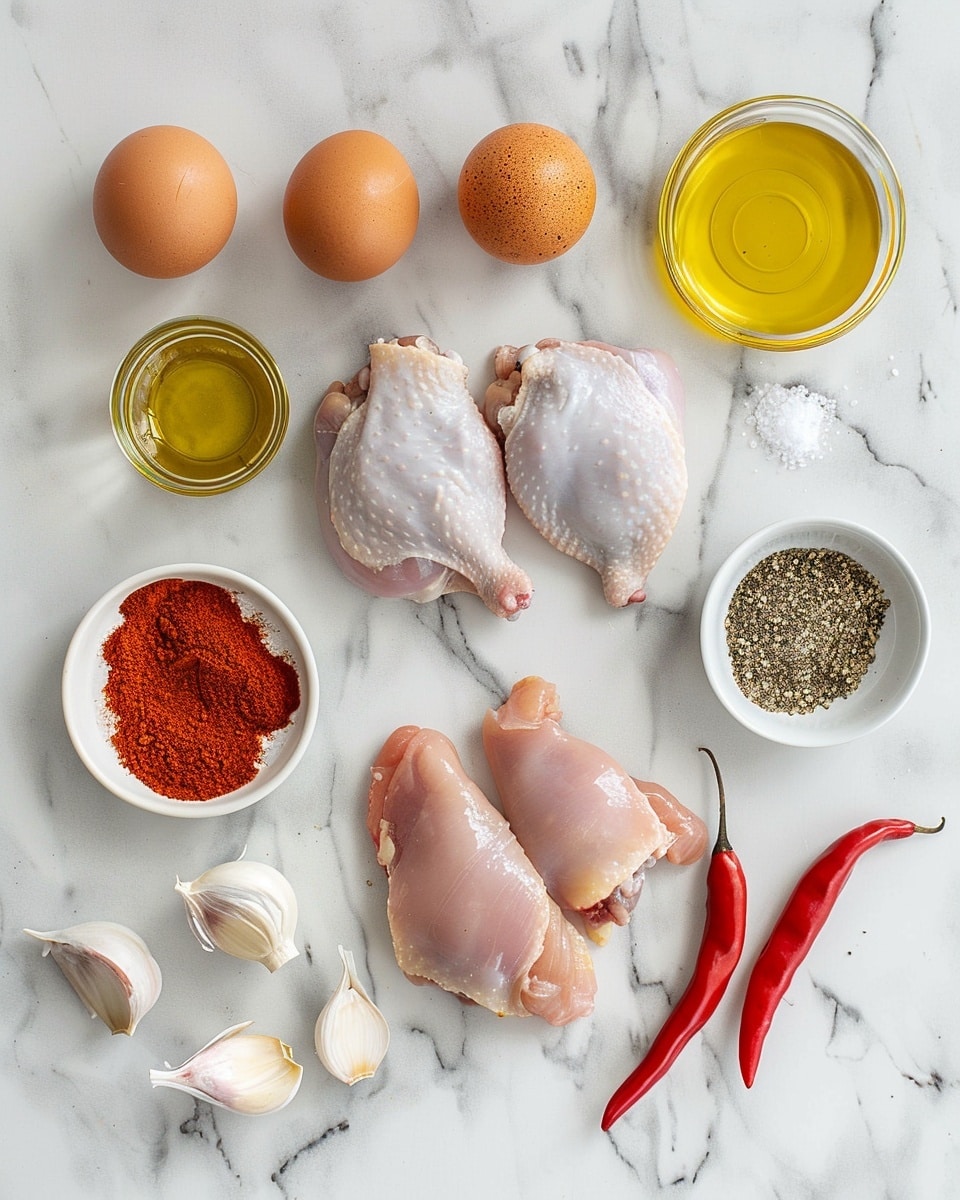 Single white plate with a generous portion of grilled chicken thighs, showing the crispy, charred skin with vibrant red seasoning and fresh green herb garnish, accompanied by two bright yellow lemon wedges, close-up angle emphasizing the textured, juicy interior of the chicken, placed on white marble surface under natural lighting, styled like a food blog individual serving photo taken with an iphone --ar 4:5 --v 7