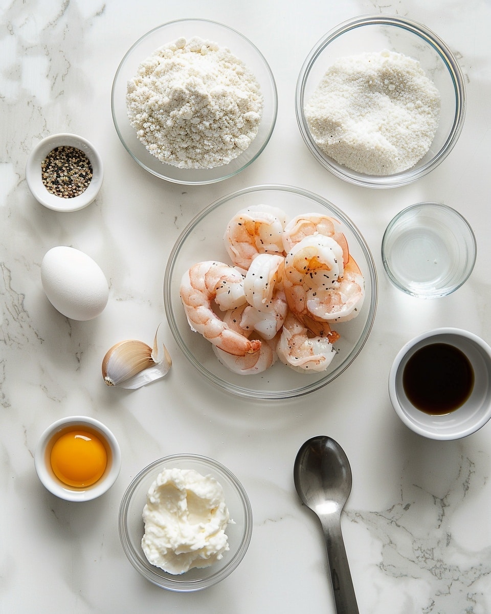 Single white plate holding a neatly arranged serving of three crispy breaded shrimp, each coated with golden, crunchy panko and parmesan crust, generously drizzled with creamy, light orange spicy aioli sauce, garnished with finely chopped fresh green herbs, close-up angled view revealing the textured coating and juicy shrimp tails, set on a white marble surface with natural lighting for a food blog style presentation, photo taken with an iphone --ar 4:5 --v 7