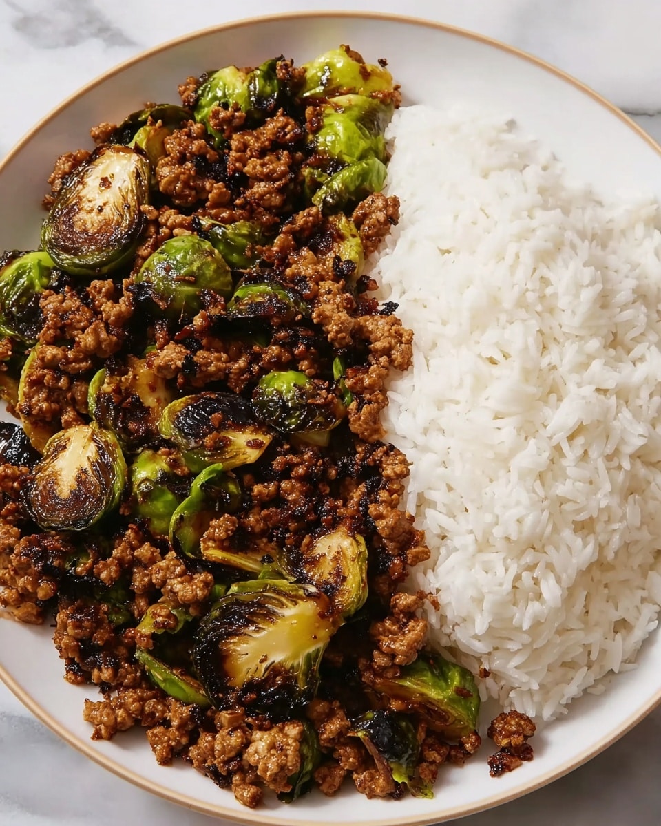 Ground Chicken and Brussels Sprouts Stir-Fry with Balsamic Honey Sauce Recipe