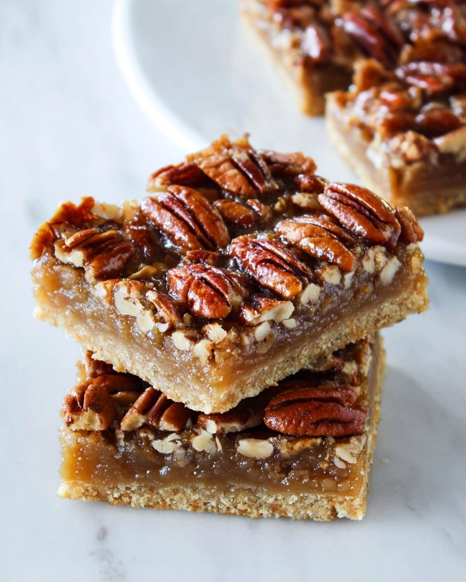 Large white rectangular baking dish filled with a whole pecan pie bar dessert, showcasing a thick buttery crust topped with a rich, smooth caramel filling generously covered with whole toasted pecans arranged evenly across the surface, capturing a professional 3/4 angle shot with natural lighting on a white marble background, styled as a hero food magazine photo taken with an iphone --ar 4:5 --v 7