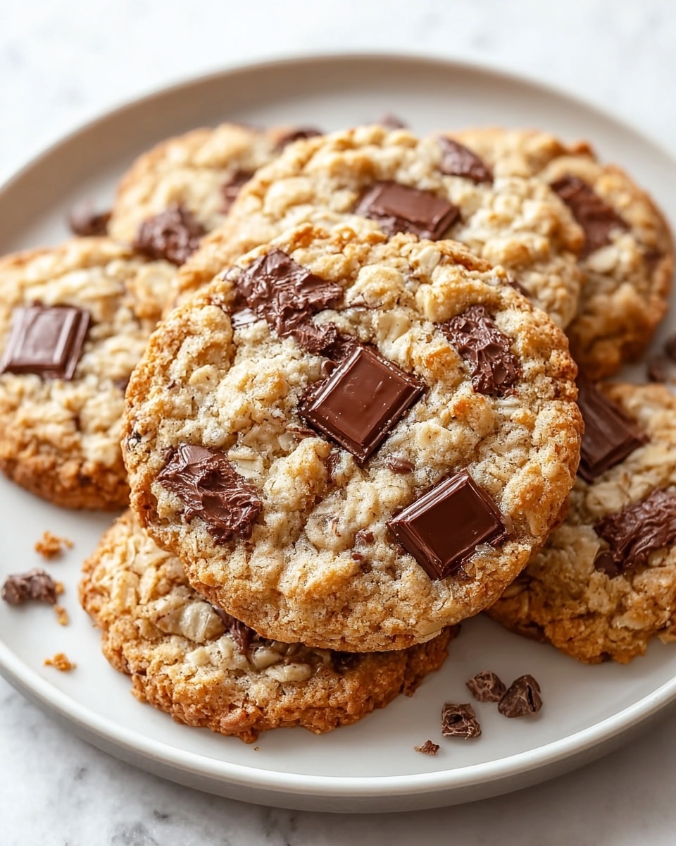 Large white plate piled high with freshly baked chocolate chunk cookies, each cookie golden brown with melted chocolate pieces scattered throughout and a few larger chocolate blocks on top, whole batch arranged invitingly, shot from a 3/4 angle on a white marble countertop, natural lighting highlighting the warm tones, professional food magazine hero shot photo taken with an iphone --ar 4:5 --v 7