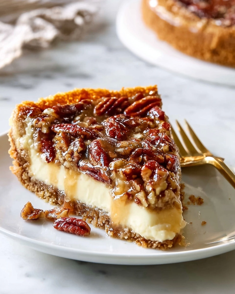 Whole pecan pie in a golden, flaky crust displayed on a large white plate, filled with a smooth, rich custard base topped generously with glossy, caramelized pecan halves evenly spread across the entire surface, illuminated by natural light on a pristine white marble countertop, professional overhead food styling highlighting the textures and inviting warmth of the pie, photo taken with an iphone --ar 4:5 --v 7