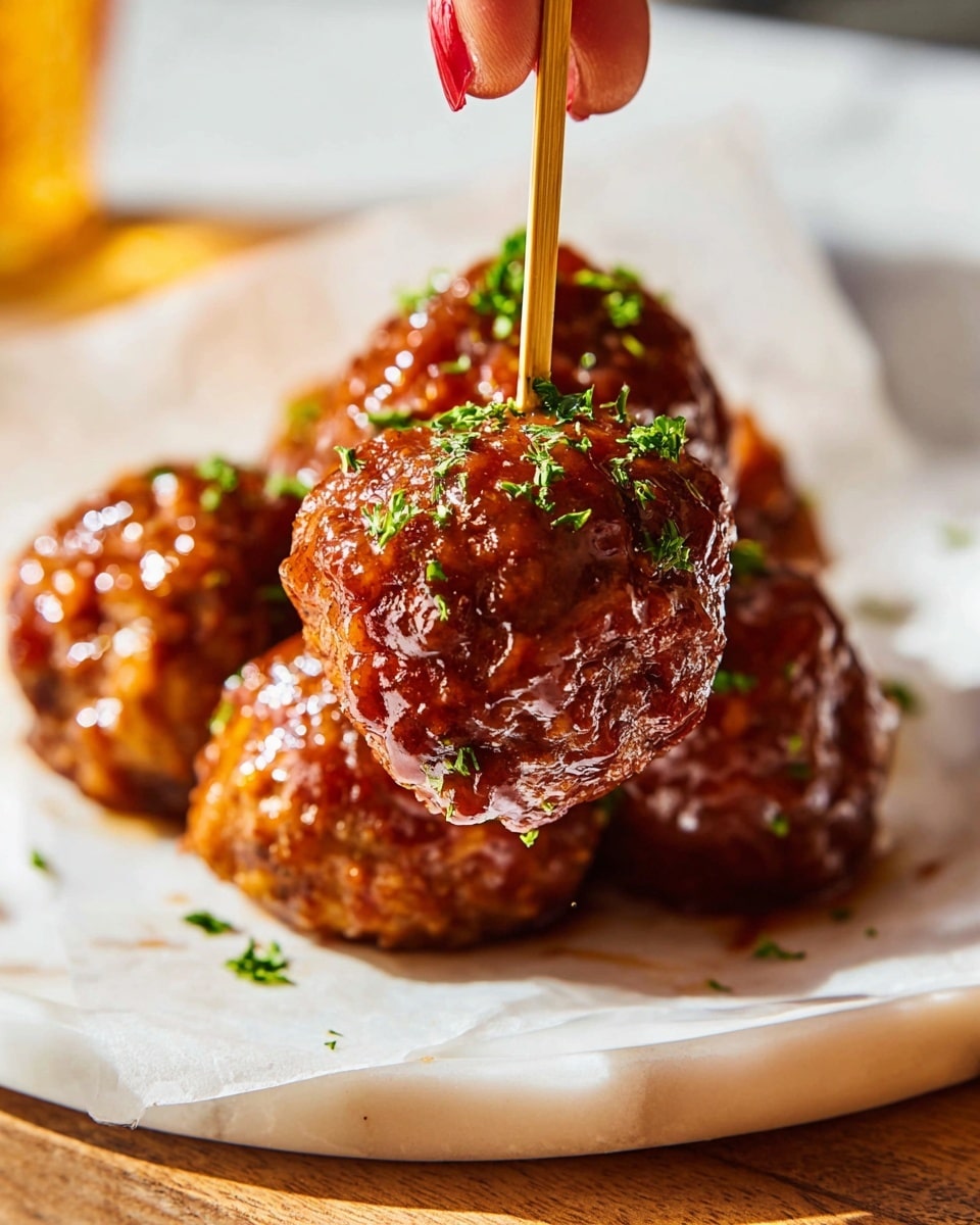 Long white rectangular serving platter filled with an abundant pile of glossy, perfectly cooked meatballs garnished with finely chopped fresh parsley, served alongside a small white bowl of rich, dark sweet chili dipping sauce sprinkled with red pepper flakes, all presented on crinkled parchment paper atop a wooden board, captured in a professional 3/4 angle shot on a white marble countertop with natural lighting, styled like a hero food magazine photograph, photo taken with an iphone --ar 4:5 --v 7